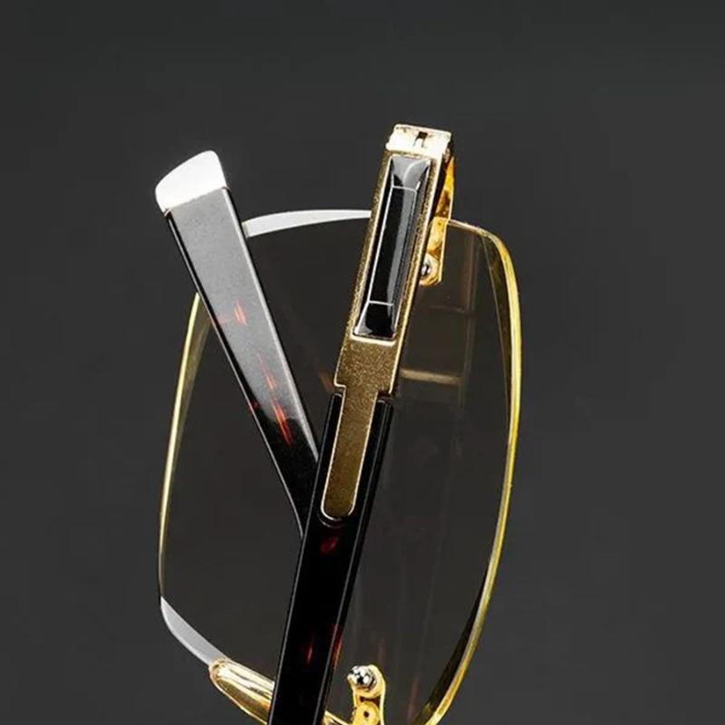 Resin Lens Reading Glasses Borderless Advanced Reading Glasses 1.0 To 4.0 Men's Eye Protection Business Glasses