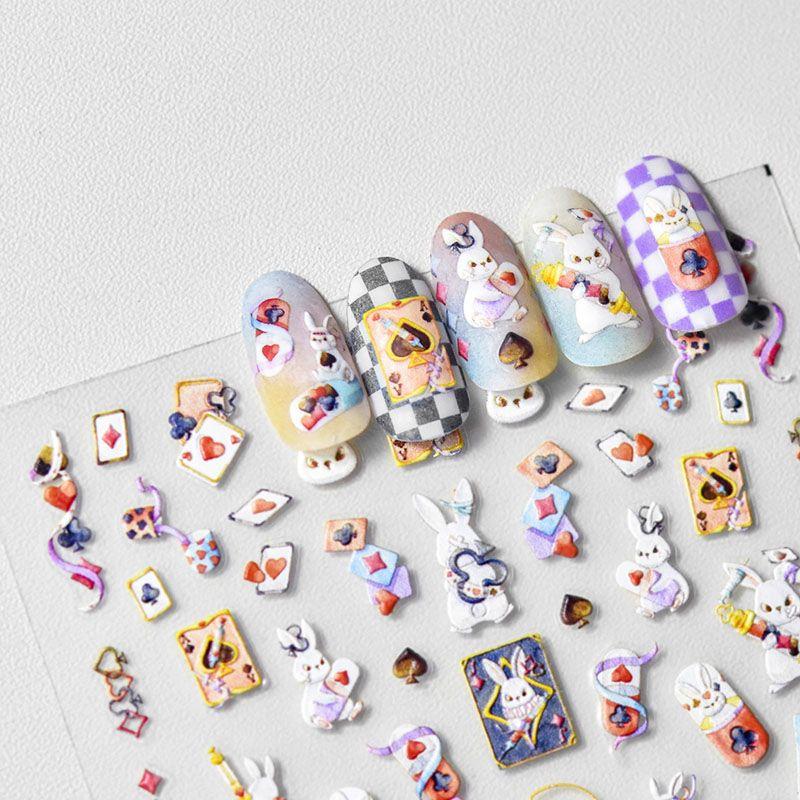 

Poker Bunny Nail Sticker Tomoni Embossed 5D Cute Funny Cute Pet Nail Sticker Nail Ornament Cure Rabbit 3057((Relief))