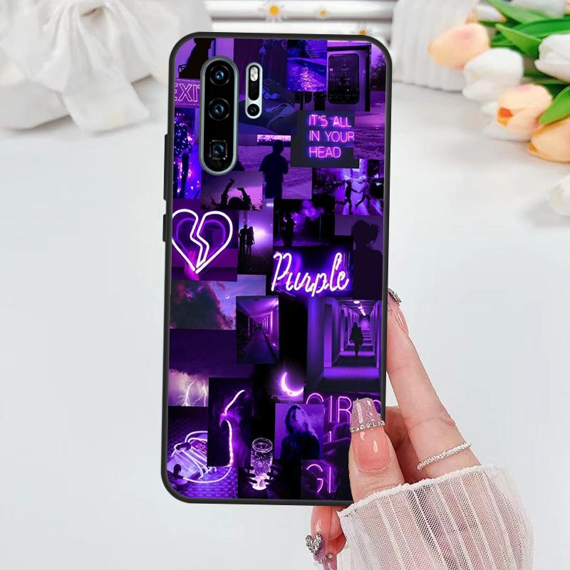 Étui esthétique violet pour Huawei Nova 5T 3i 7i 8i 11i 10 9 SE Y60 Y61 Y70 Y90 P20 P40 Lite P60 P30 Pro Housse