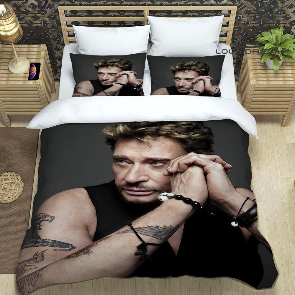 3D Johnny Hallyday bedruckte Bettwäsche-Sets exquisites Bettwaren-Set Bettbezug Steppbett-Set Bettwäsche-Set Luxus Geburtstagsgeschenk