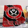 1PC Custom Name Sheffield United FC Patterned Flannel Blanket Suitable For All Seasons for Home Decor Warmth and Comfort Gifts Holiday Present
