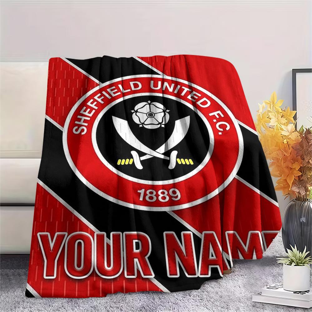1PC Custom Name Sheffield United FC Patterned Flannel Blanket Suitable For All Seasons for Home Decor Warmth and Comfort Gifts Holiday Present