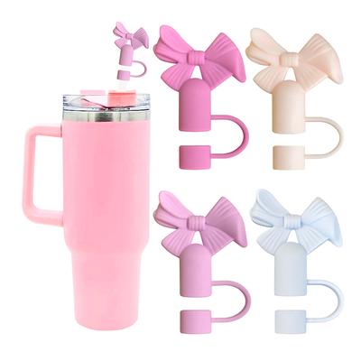 1PC Cute Bow 10mm Straw Cap Covers For Stanley Tumbler Cup Accessories Large Diameter Silicone Dust Straw Caps Reusable