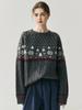 Women's Cashmere Snowflake Drop-Shoulder Sweater - Warm, Super Thick Crew Neck for Autumn/Winter
