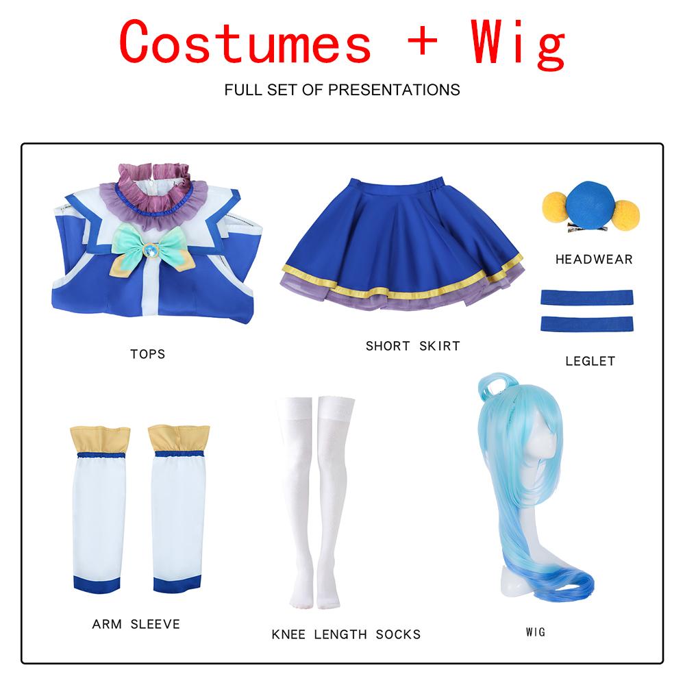 

Аниме KonoSuba Благословение богов на этот чудесный мир Аква Синее платье Униформа Наряд Аниме Настроить Аква Косплей Костюмы Парик 2XL циан/синий