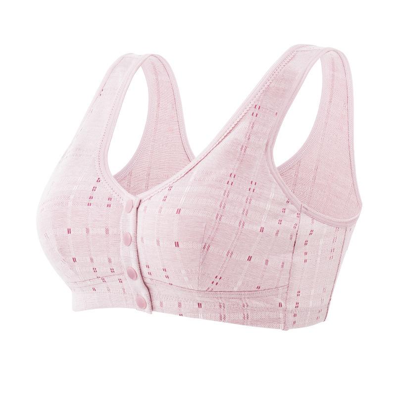Plus-size Bra for Middle-aged and Elderly Women Comfortable Vest Style Front Opening Breathable Cotton Lining