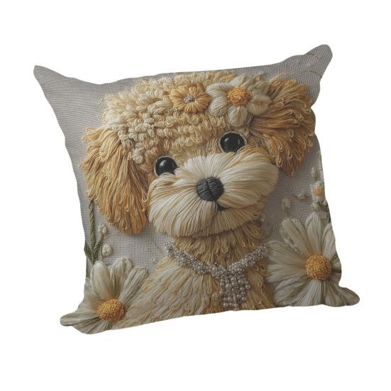 3D Animal Cushion Cover Imitation Embroidery Pillowcase Dog Alpaca Zippered Throw Pillow Cover for Home Farmhouse Couch Sofa Bed