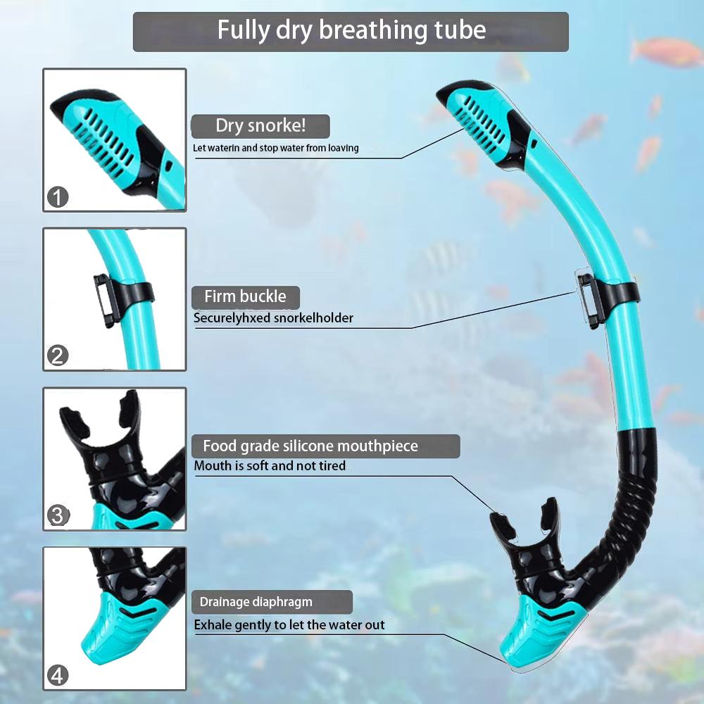 Masker Vinnen Snorkel Set, Snorkeluitrusting voor Volwassenen, Panoramisch Zicht Anti-Mist Snorkelmasker, Verstelbare Duikvinnen, Dry Top Snorkel