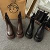 Chelsea Martin Boots Women's Spring and Autumn Single Boots 2025 New Big Head Platform Cigarette Medium Boots Coffee Short Boots Trendy Girl