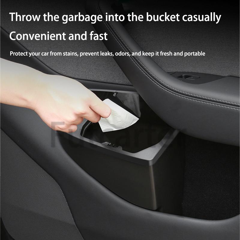 For Tesla Model Y Juniper 2025 Car Door Storage Box Multi Functional Front Door Storage Trash Can Car Interior Accessories