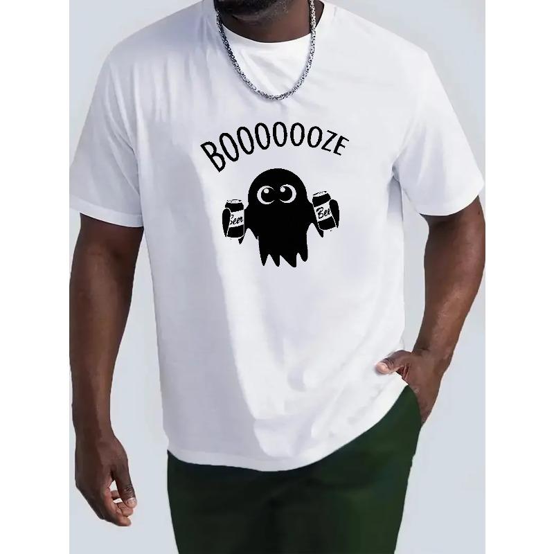 

Halloween Cute Ghost Pattern Print Men s Comfy Chic T-shirt, Graphic Tee Men s Summer Outdoor Clothes, Men s Clothing, Tops For Men, Gift For Men 4XL білий