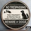 D Flat Pc InXCm D Flat Round Sign Retro Plaque About No Trespassing Dog Video Surveillance Beware of Dog Warni
