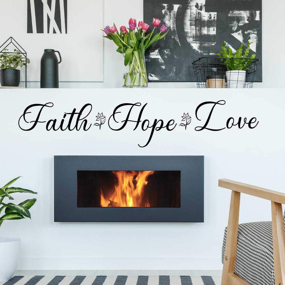 WZ9047 English Slogan Faith Hope Love Bedroom Living Room Beautification Wall Sticker