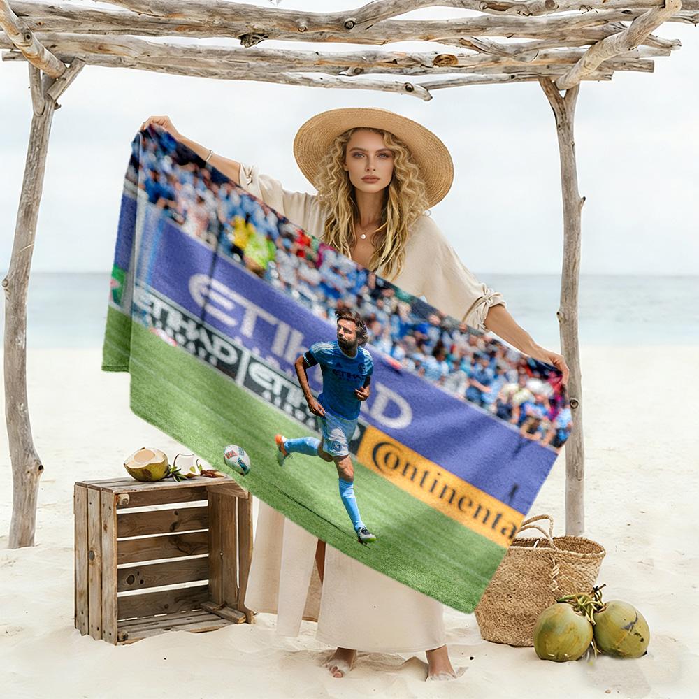 Player Blue Jersey Beach Towel Super Soft Microfiber Quickdry Fabric Comfortable Lightweight