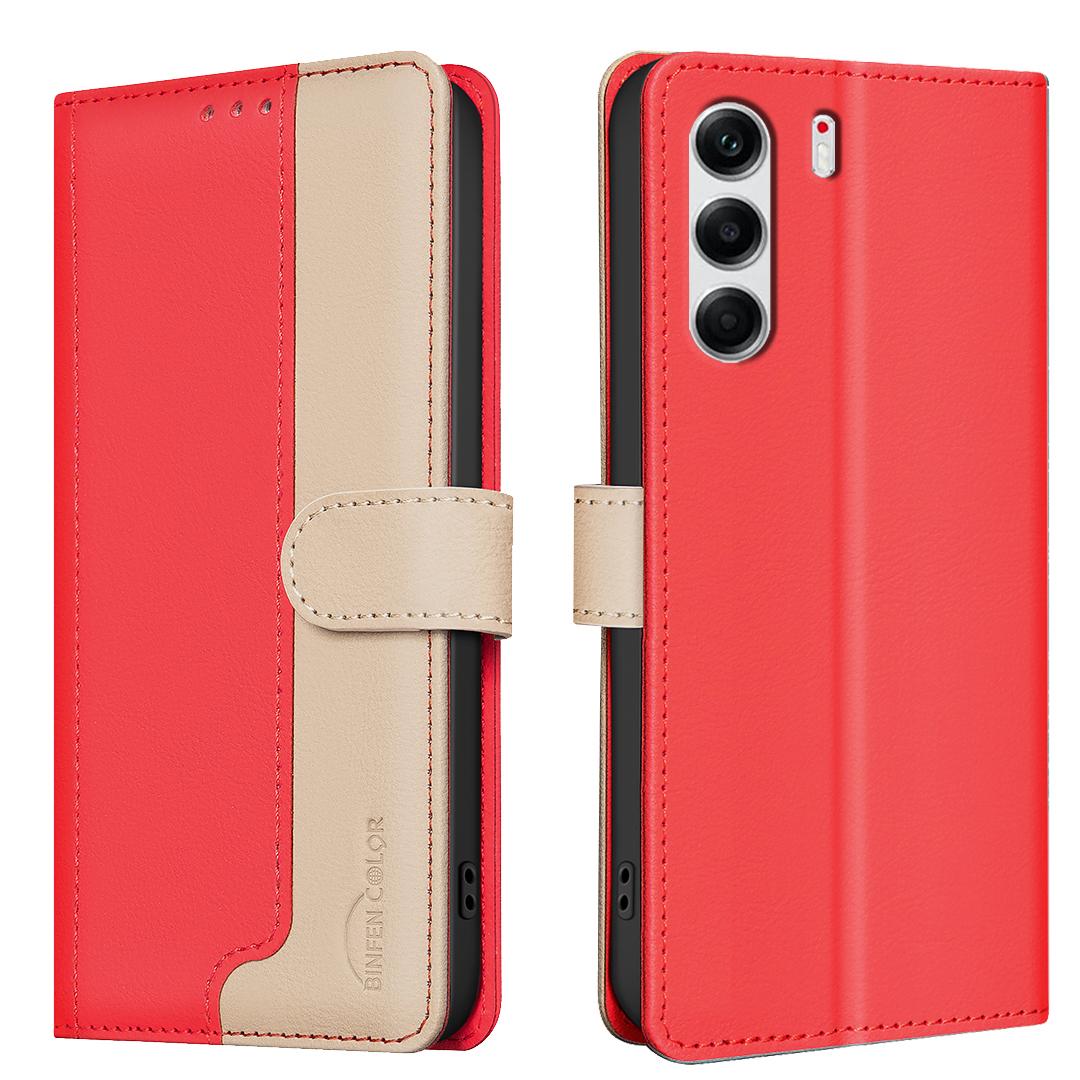 

BINFEN COLOR BF33 For TECNO Camon 40 Pro 4G Leather Case Splicing Color RFID Blocking Wallet Stand Phone Cover E