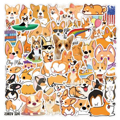 110 Cartoon Animals Corgi Doodle Stickers Notebook Skateboard Suitcase Decorative Hand Note Stickers