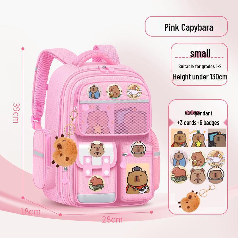 Kids' Lightweight Backpack with Spine Protection for Grades 1-6, Large Capacity, Ideal for Boys and Girls