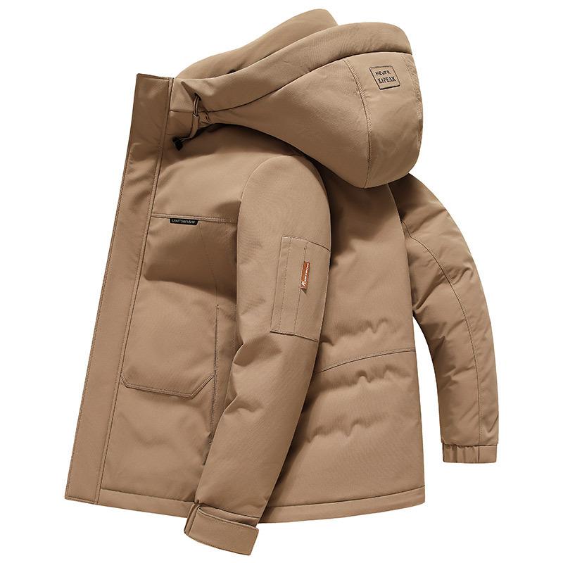 

Зимняя новая мужская куртка-пуховик для мужчин среднего возраста и молодежи, повседневная утепленная куртка с капюшоном, защищающая от холода 3XL жёлтый