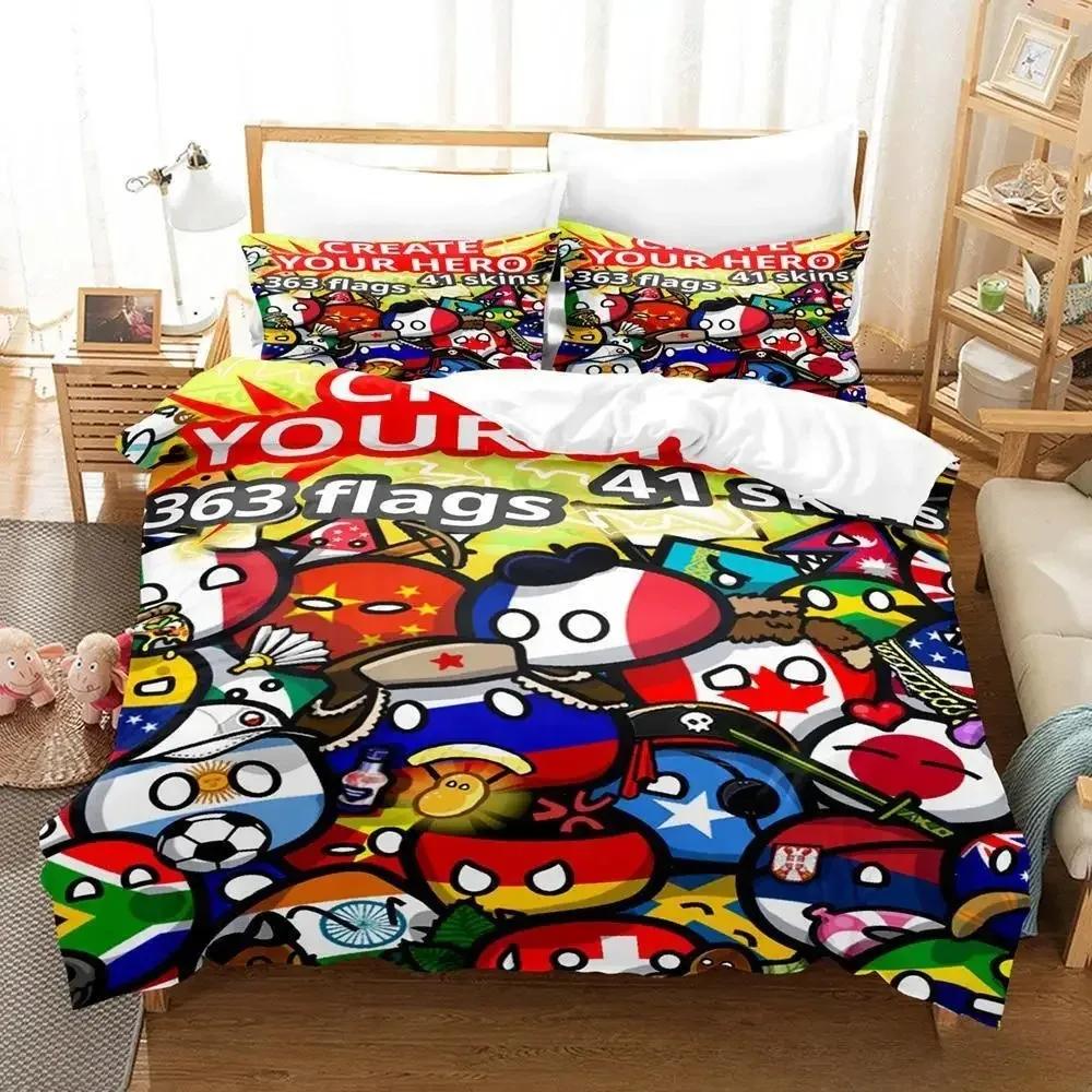 2024 New Countryball Polandballs Bedding Set Single Twin Full Queen King Size Bed Set Adult Kid Bedroom Duvet cover Sets Cartoon