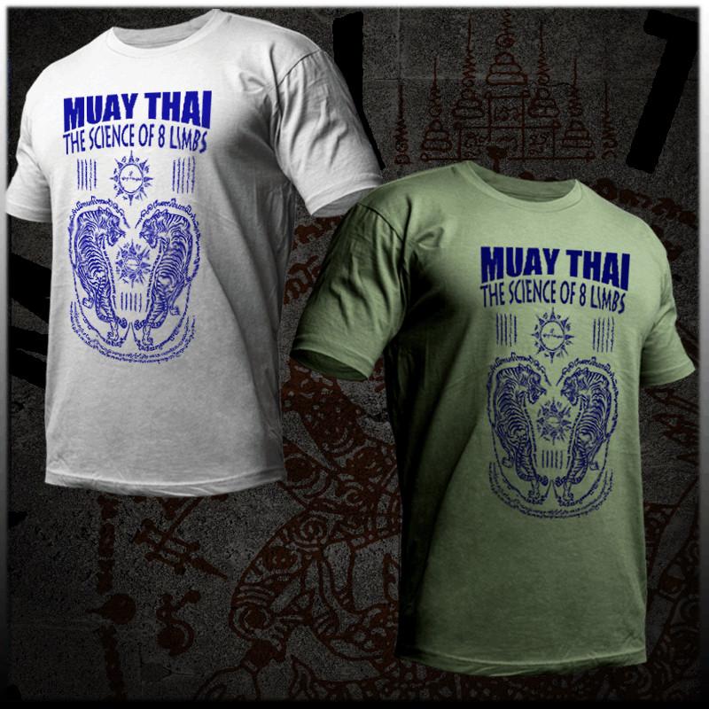 

Muay Thai T-shirt Thai boxing Sak Yant Tattoo Thai Boxer Thailand Twin Tiger tee M