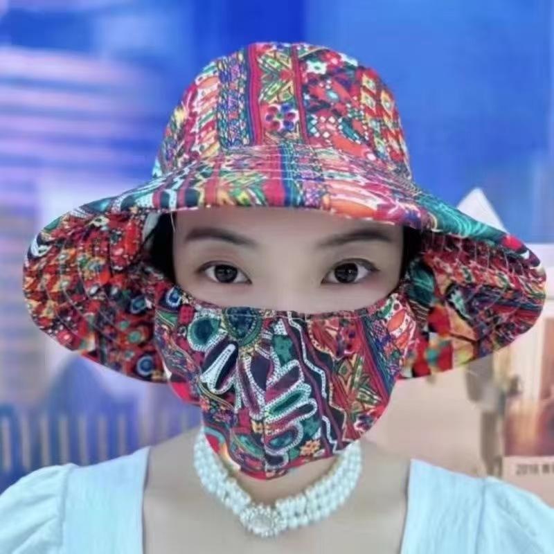 Sonnenblende mit integrierter Maske, atmungsaktive neue Gesichtsmaske für den Sommer, staubdichte UV-Schutz-Visier für das Teepflücken im Freien