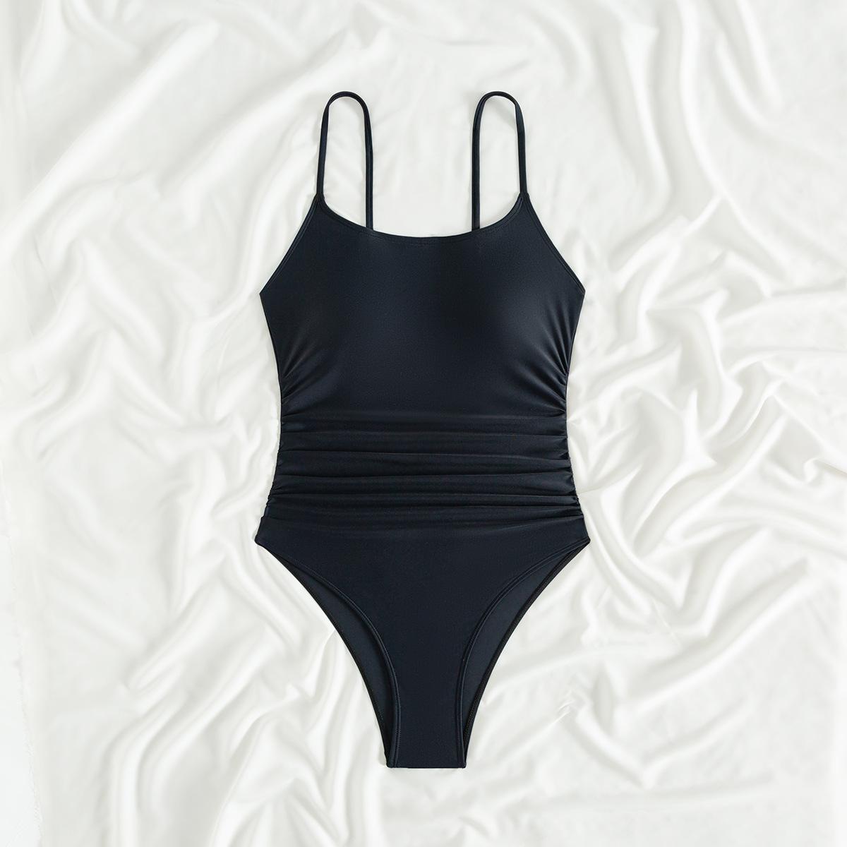 

Цельный купальник женский слинг купальники новый сексуальный спинка монокини купальный костюм женский летний пляжный боди M чёрный