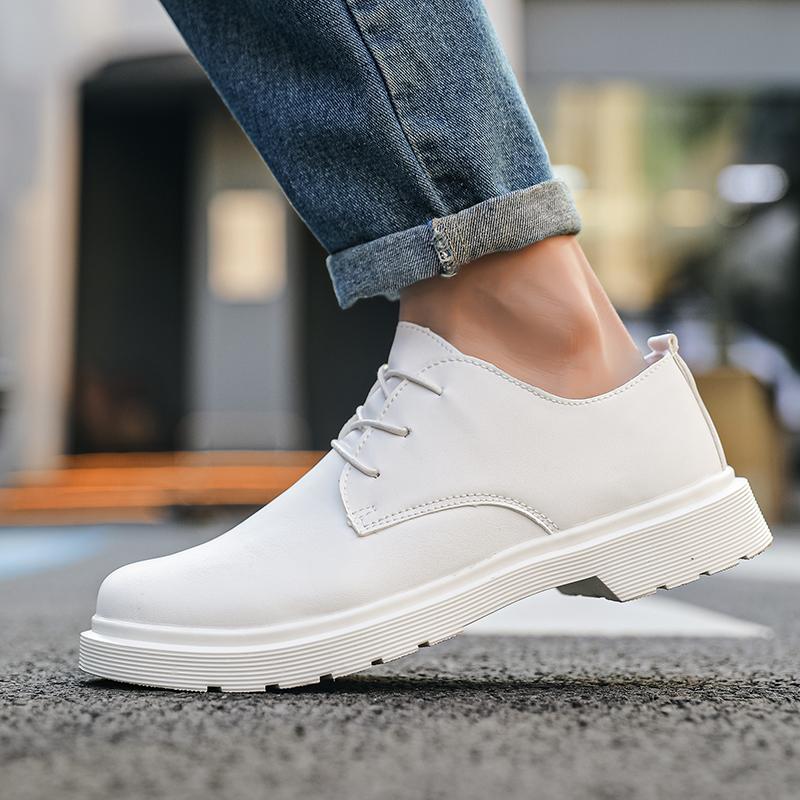 Męskie Casualowe Brytyjskie Skórzane Buty Platforma Biznes Marka Strój Formalny Lekkie Para Okrągły Nosek Wszechstronne Buty do Pracy 35-48