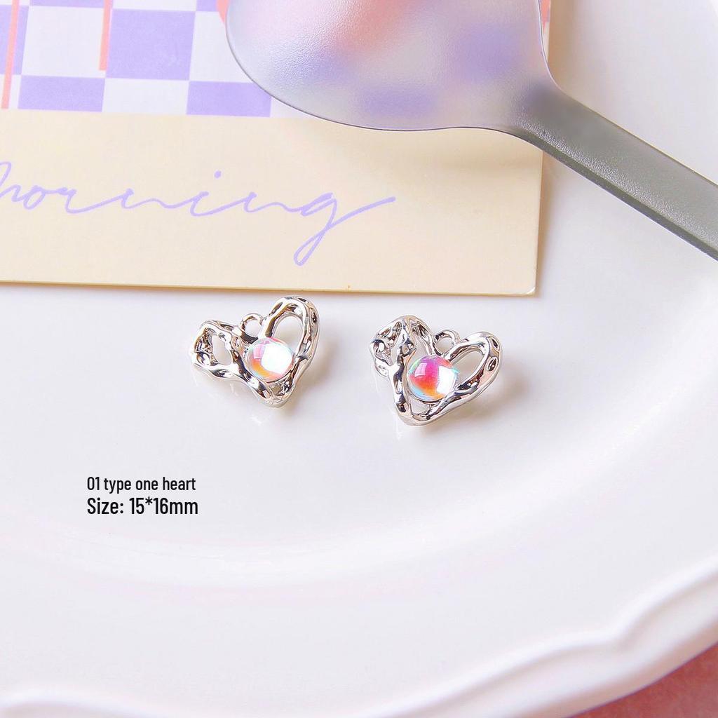 Silver Heart Moon Bow Pendant for DIY Jewelry