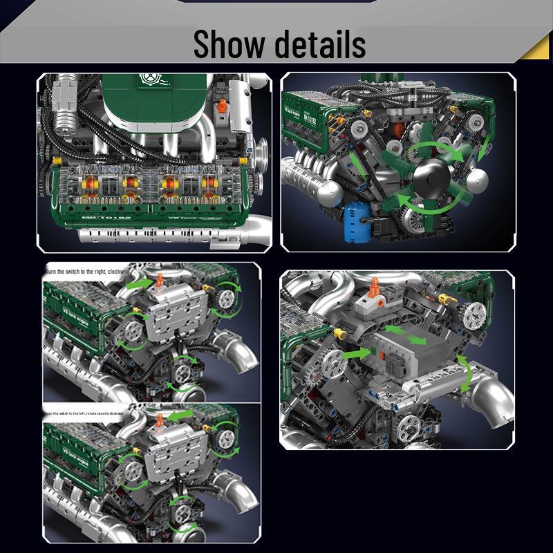 Yuxing King 10182 V8 Engine Tank: Remote Control Electric Eight-Cylinder Building Blocks Toy