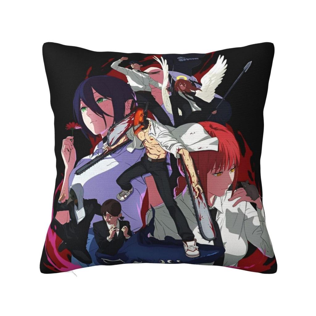 Chainsaw Man Reze Pillow Cases Makima Power Aki Denji Cushion Covers Novelty Throw Pillow Case Cover For Living Room 18"X18"
