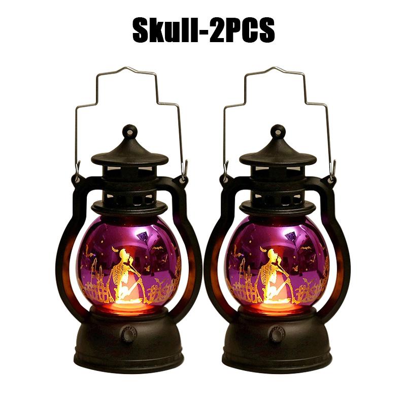 Halloween Decorations LED Ghost Lantern Candle Lights Stump Lanterns Holiday Ambience Ornaments Horror Decoration