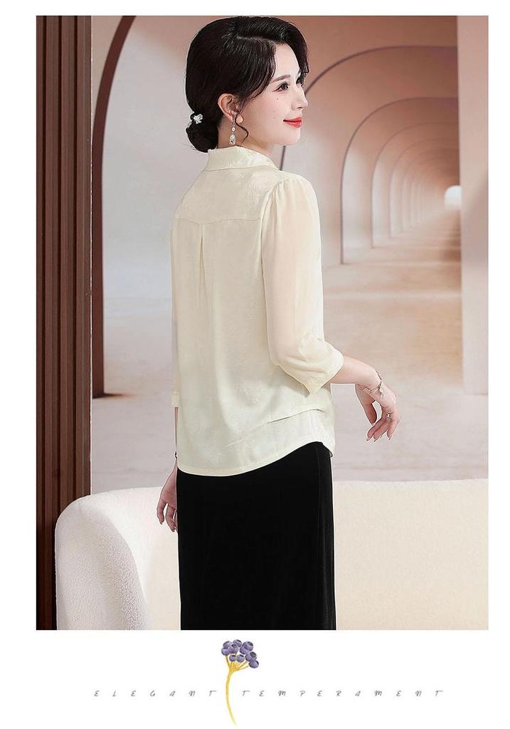 Women's Retro Chinese Frog Button Embroidered Shirt - Age-Reducing, Loose, Versatile Base Layer, Off-White