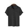 Men's 2025 Summer Waffle Solid Color Single-Breasted Turn-Down Collar Shirt