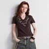 Women's Cooling Lyocell Blend V-Neck Embroidered T-Shirt