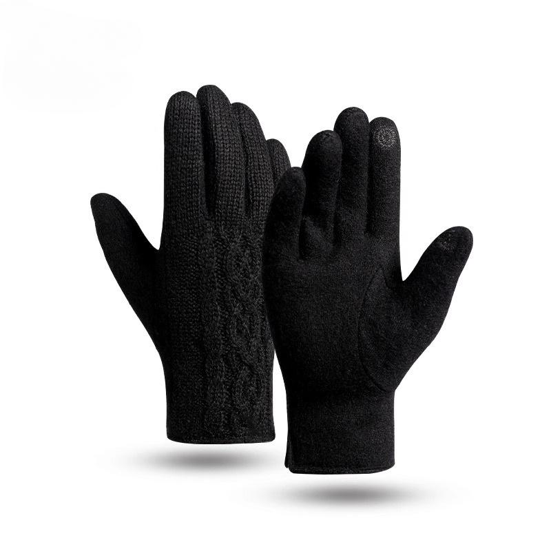 Cashmere Gloves, Autumn and Winter Touch Screen Gloves Outdoor Couple Gloves Warm Cycling Gloves Five Finger Velvet Gloves Wool Gloves
