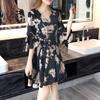Trendiges Sommer 2019 Blumenmuster Schlankmachendes Koreanischer Stil Kleid für Frauen und Studentinnen