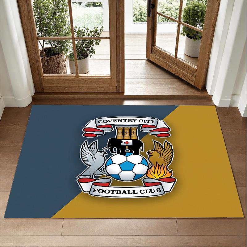 Coventry City Football Design Crystal Velvet Rug Soft Decorative Mat for Bedroom Entrance