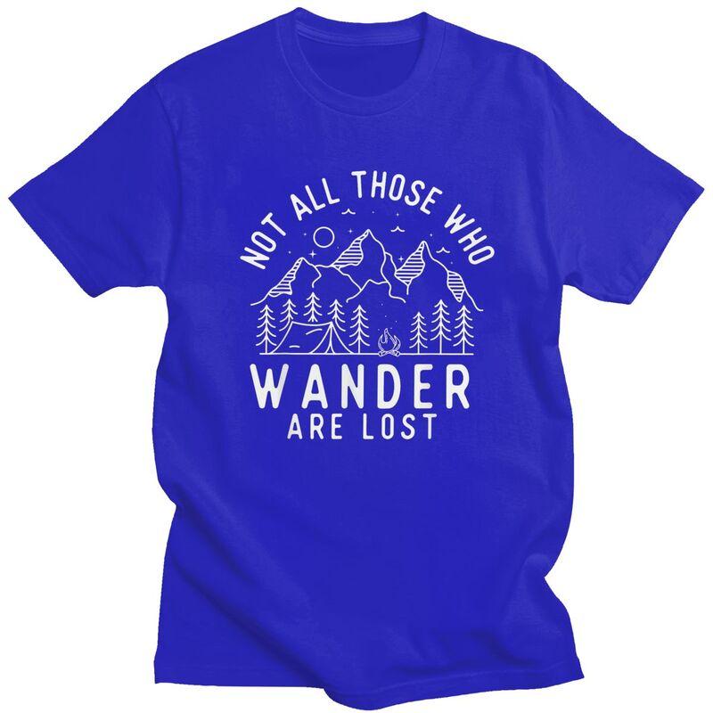 Custom Not All Who Wander Are Lost Camping T Shirt Men Short Sleeve Adventure Camping Tshirts Casual Tee 100 Cotton Tshirts