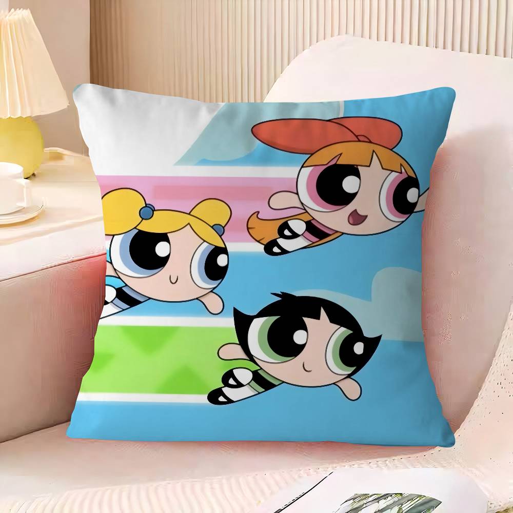 

P-PowerpuffS G-Girls Cushion Cover Pillow Cover Decor Pillowcase Printed Cushion Case For Couch 24x24Inch