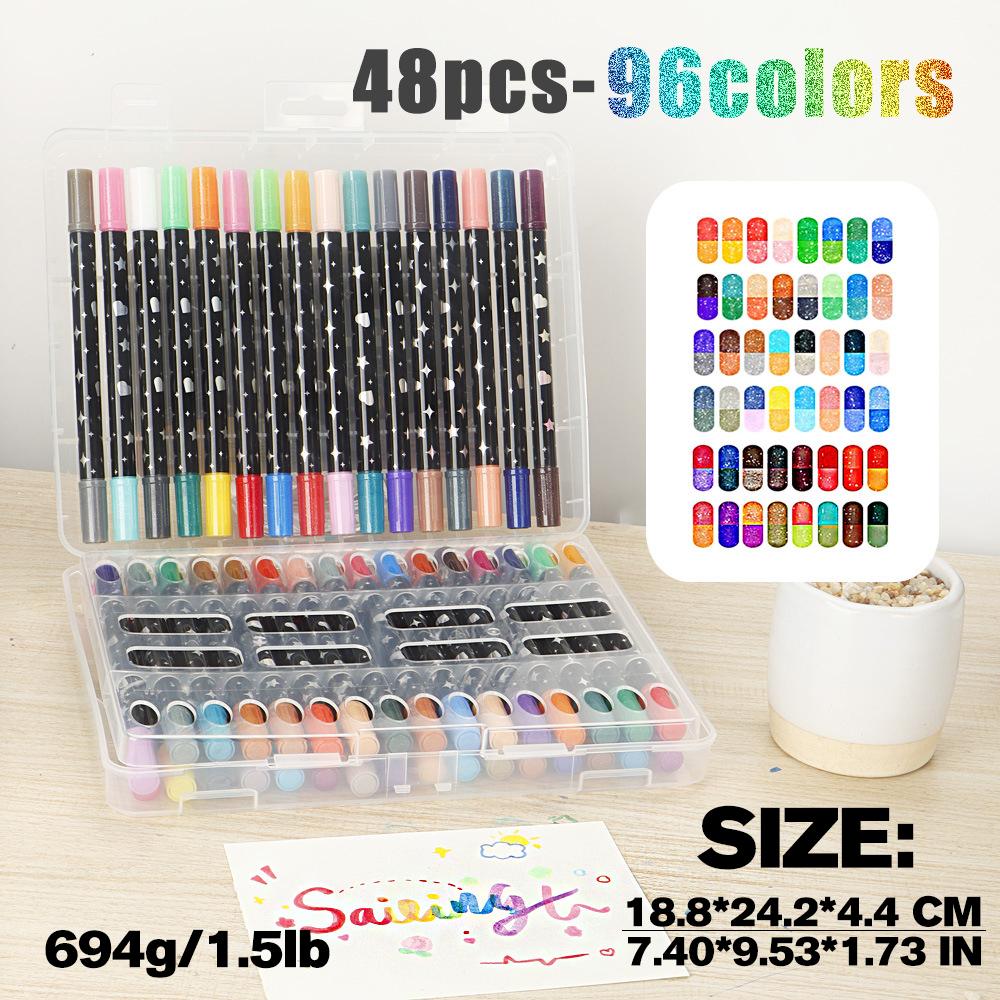 Double Head Double Color Glitter Marker Pen 120 Colors From Soft Tip Watercolor Pen Permanent Ink Dry Drawing Pen OEM&ODM
