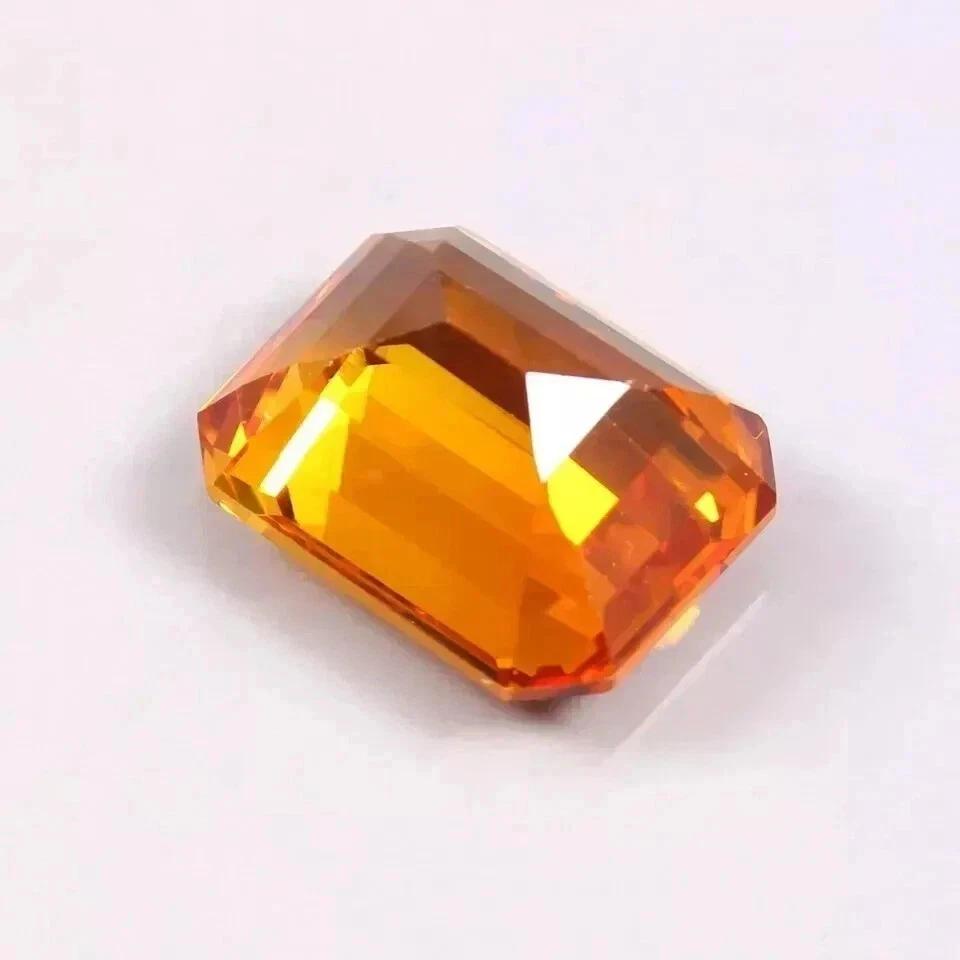Natural 24 Ct Flawless Orange Sapphire Emerald Cut Certified Loose Gemstone