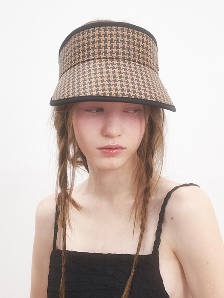 Beulaunhaes Houndstooth Straw Sun Visor