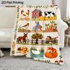 Pastoral Farm Animal Patchwork Throw Blanket, Soft, Comfortable, and Warm Blanket Featuring Farm Animals and Barn Elements Including Chickens, Cows, R