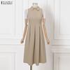 ZANZEA Women Elegant Doll Collar Summer Casual Sleeveless Dress