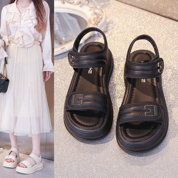 Premium Thick-soled Roman Sports Sandals Women's Outer Wear Summer 2025 New Velcro Maternity Beach Cool Slippers