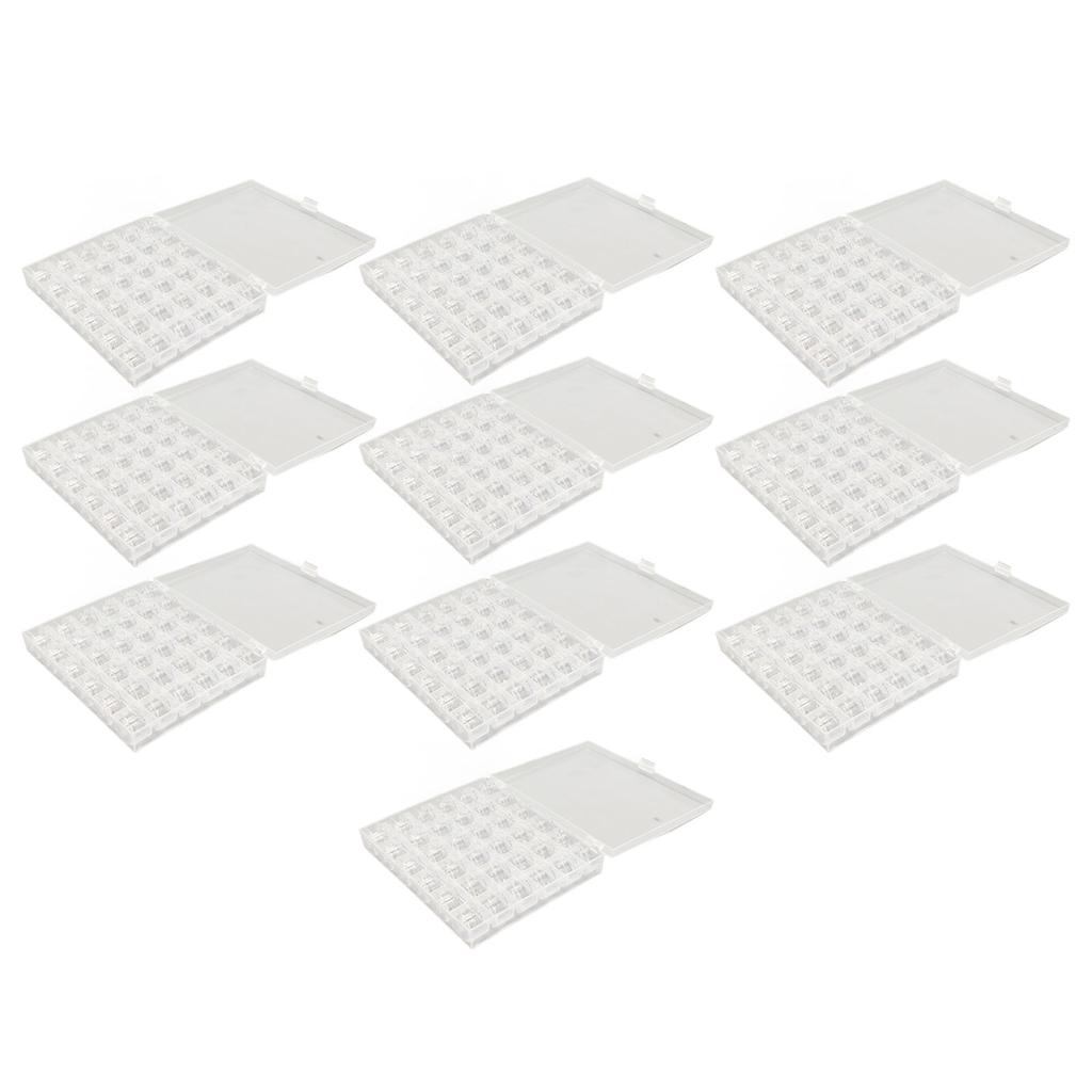 10 Sets Bobbins 36 Compartments Light Weight Clear Transparent Plastic Bobbins with Case for Sewing Machine