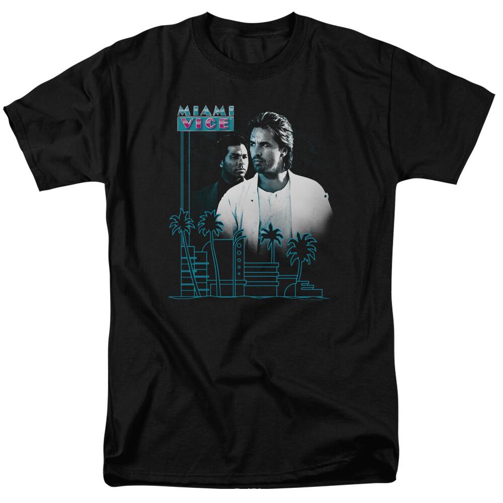 26 Miami Vice Looking Out T Shirt Mens Licensed Classic TV Show Ricardo James Black Unisex T-Shirt XXXXL