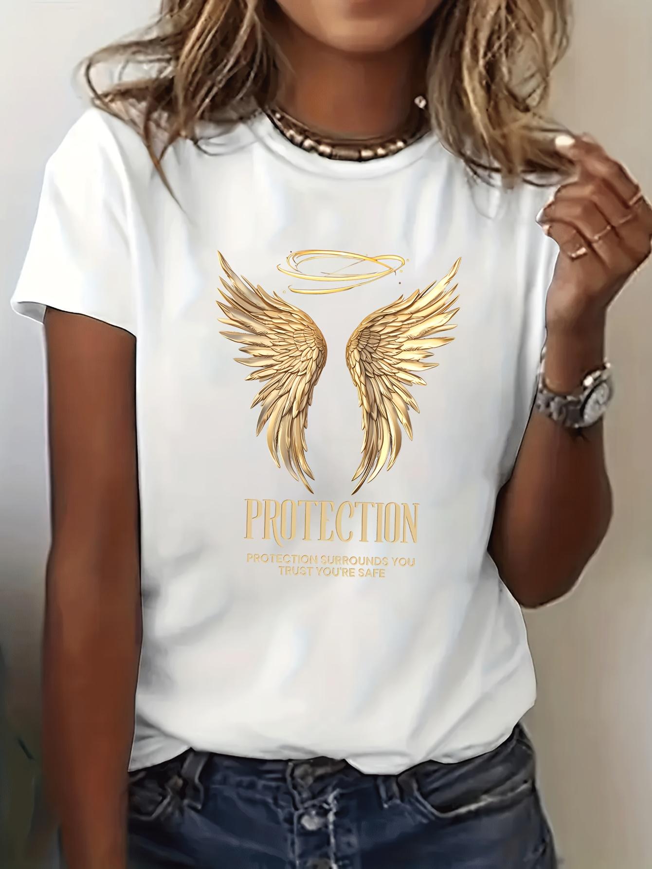 

Европейские размерыИ Гало, на футболке с круглым вырезом. Идеально подходит для повседневной носки весной и летом, разработано для женщин S белый