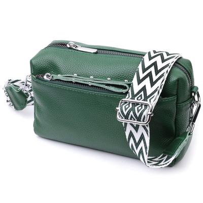 Leather Women's Bag with Stylish Runner Vintage 22651 Green