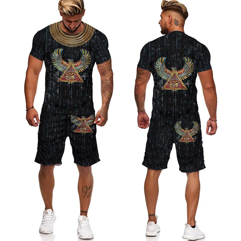 Vechiul Horus Zeul Egiptean Ochiul Egiptului Faraon Imprimare 3D Tricouri/Short/Costume Hip Hop Îmbrăcăminte Streetwear Unisex Seturi 2 piese